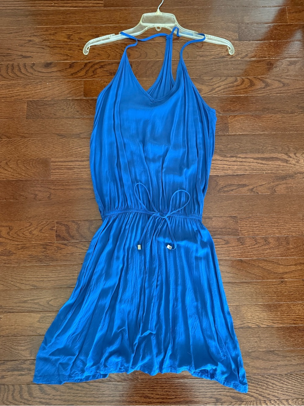 Royal Blue Halter Drawstring Mini Dress